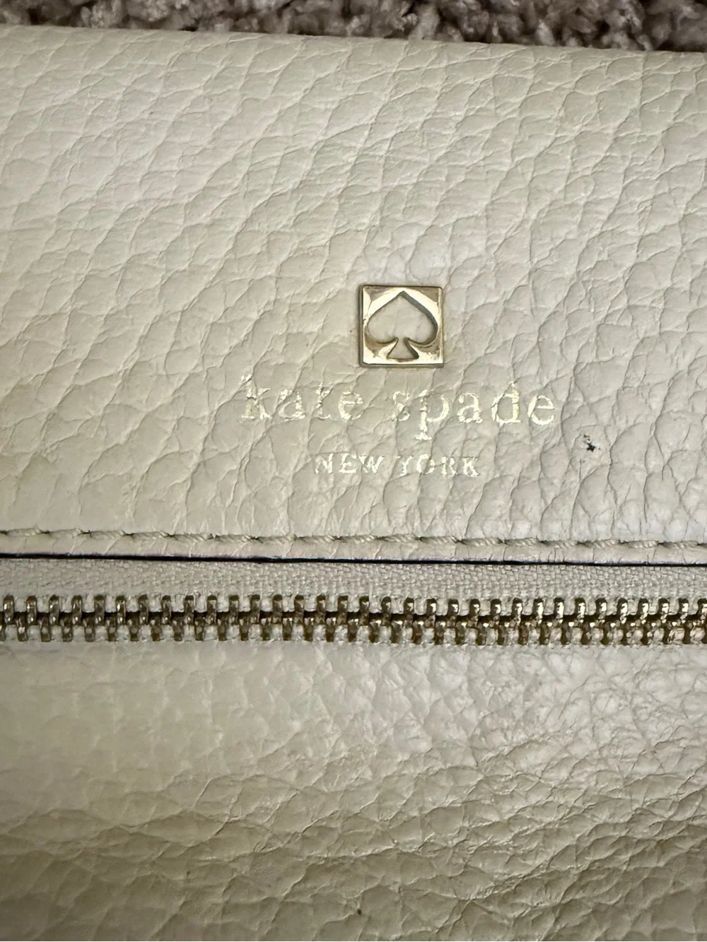 kate spade Cream and Black Leather Two-Tone Satchel with Tassel